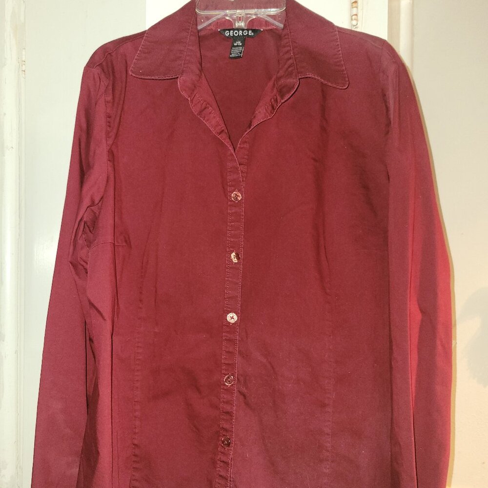 Dark red button down
